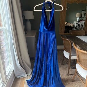 ASOS Royal Blue velvet halter Maxi Dress
